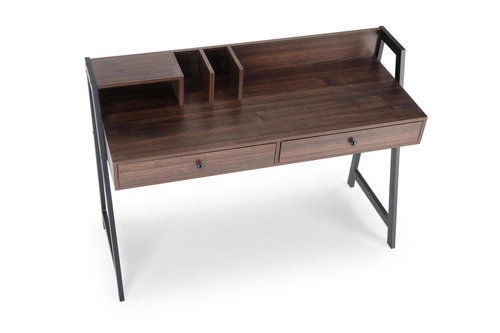 Psací stůl s nástavcem Surin II ořech moderní pracovní se zásuvkami industriální Intesi