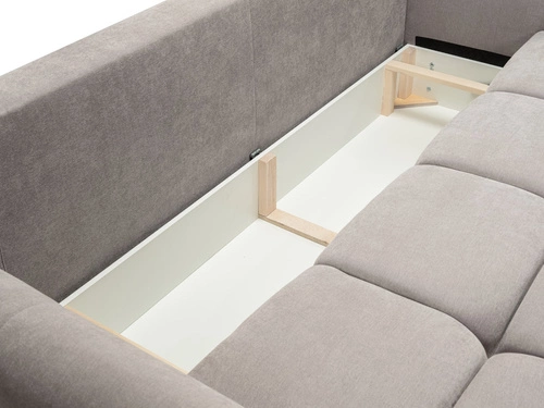 Rozkládací pohovka Bode pro 3 osoby s úložným prostorem a funkcí spaní světle šedá do obývacího pokoje