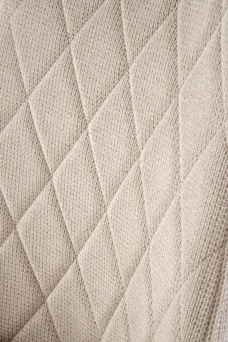 Čalouněná jídelní židle Fenri béžová, moderní, pro jídelnu a obývák, prošívaná, na černých nohách