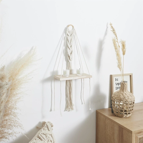 Boho police malá macramé béžová