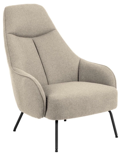 Křeslo ušák Texas béžové Alea skandinávské do obýváku z látky na černé ocelové podstavě