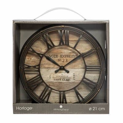 Nástěnné hodiny vintage Atmosphera Vintage wood 21 cm do obýváku imitace dřeva loft
