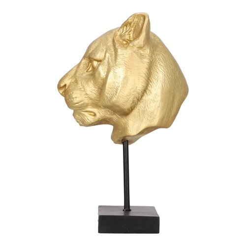 Dekorační soška lev Lion zlatý glamour Atmosphera na černém podstavci do obýváku 35,5 cm