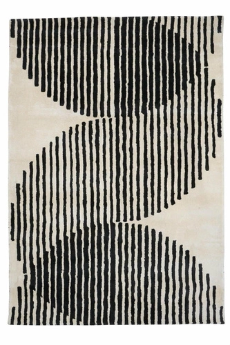 Moderní koberec do obývacího pokoje a ložnice Eclipse Ivory 200x300 ručně tkaný z viskózy černo-bílý