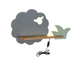 Nástěnné svítidlo Sheep LED 5W šedé klasické dřevěné do dětského pokoje s kabelem