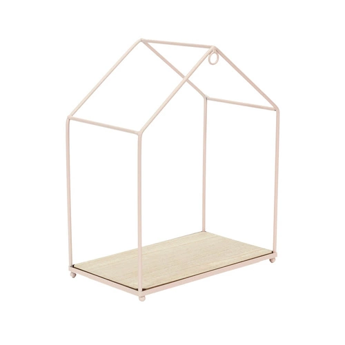 Intesi Domek sada 3 růžových kovových poliček na zeď do dětského pokoje a obýváku