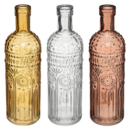 Sada 3 skleněných dekorativních váz Folk Atmosphera do obýváku a ložnice