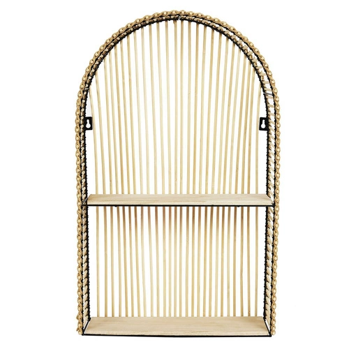 Dřevěná závěsná polička Bali boho na knihy a dekorace do obýváku Intesi