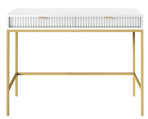 Vynikající velká komoda s drážkami na bílých/zlatých nohách