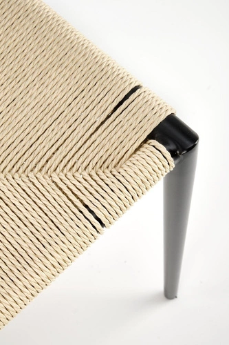 Kovová jídelní židle Tamara Intesi moderní černá s přírodním sedákem z provazu