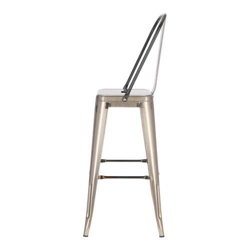 Barová židle Paris Back 75 cm kovová industriální s opěrkou do kuchyně a k ostrůvku šedá D2.DESIGN