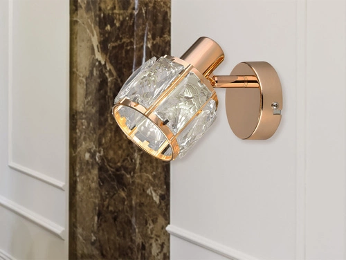 Nástěnné svítidlo Dubai rose gold 1x40W E14 zlaté stínítko s křišťálovým transp