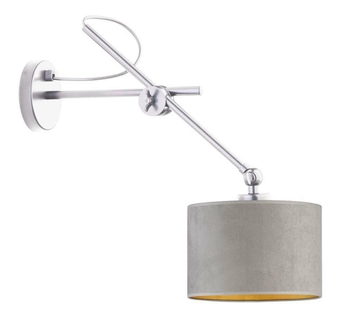 Nástěnné svítidlo HAMILTON VELUR šedý samet moderní do obýváku a ložnice Lysne