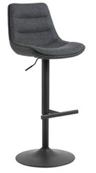Barová židle Adisa tmavě šedá s opěrkou, otočná, výškově nastavitelná, loftová do kuchyně a k ostrůvku Actona