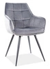 Čalouněná jídelní židle Loly Velvet šedá s područkami glamour