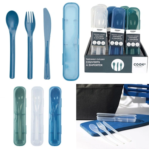 Intesi bílá cestovní sada příborů v plastovém pouzdře na lunchbox a piknik