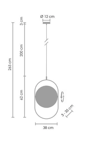 Závěsné LED svítidlo ELIPSE černé 38 cm s nastavitelnou výškou do obýváku, kuchyně a jídelny