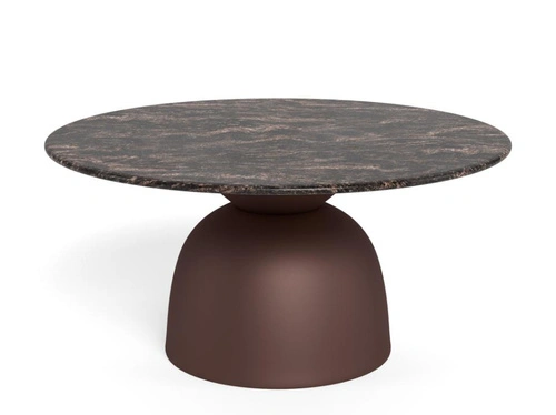 Konferenční stolek Ferrol kulatý mramorový hnědý 80 cm do obýváku