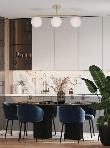 Závěsné svítidlo AMADEO moderní bílé skleněné 3bodové do obýváku a jídelny