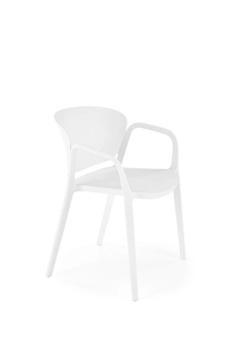 Bílá jídelní a zahradní židle Nadine z plastu, moderní, stohovatelná s područkami