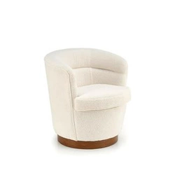 Moderní krémové bouclé křeslo Mayi s podnožkou do obýváku a kanceláře