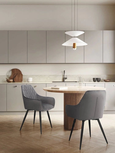 Čalouněná jídelní židle z šedého sametu s područky Pico Intesi moderní