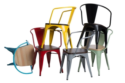 Židle Paris Arms Wood červená, sedák borovice natural