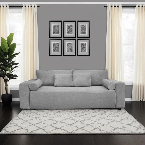 Rozkládací pohovka Dores 3místná s úložným prostorem a funkcí spaní šedá do obýváku