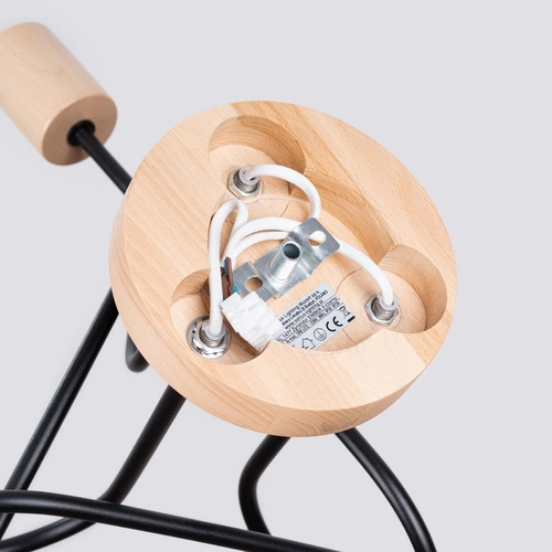 Stropní lustr do obýváku EMBER 3 černý minimalistický s dřevem 3-bodový Sollux Lighting