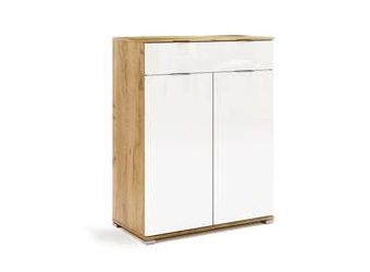 Komoda Tissa 80 cm bílý lesk se zásuvkami moderní do obýváku nebo ložnice Intesi