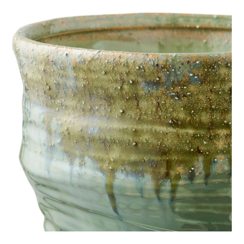 Váza Toran zelená keramická boho 22 cm vysoká dekorativní váza