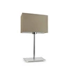 Noční lampička do ložnice AMALFI moderní béžová s textilním stínidlem a chromovanou základnou LYSNE