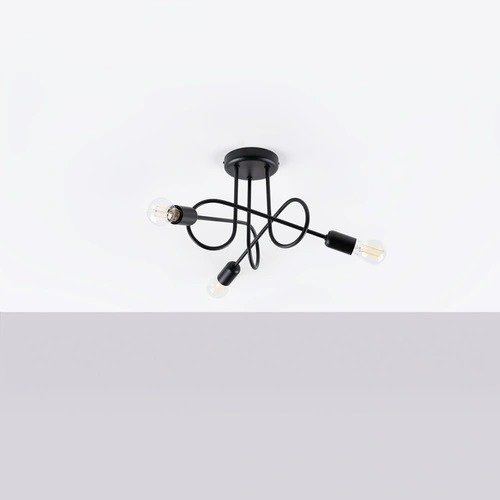 Loftový lustr LOOP 3 černý stropní svítidlo do obýváku a jídelny 3-bodové