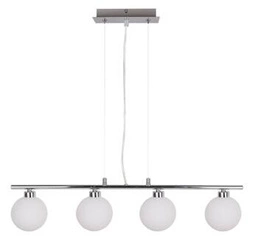 Závěsné svítidlo Raisa moderní skleněné chromované do obýváku a jídelny 4bodové