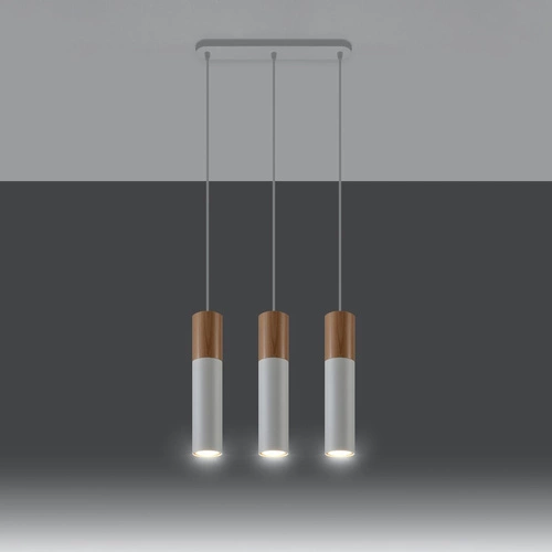 Závěsné svítidlo Pablo 3L bílé dřevěné nad stůl moderní do obýváku a jídelny