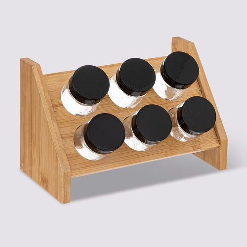 Organizér na koření 6 sklenic z bambusu