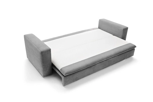 Rozkládací pohovka s funkcí spaní Ulnes světlá šedá manšestrová 3místná do obýváku