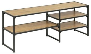 Industriální TV stolek 120 cm Seaford do obýváku dub přírodní a černá Actona