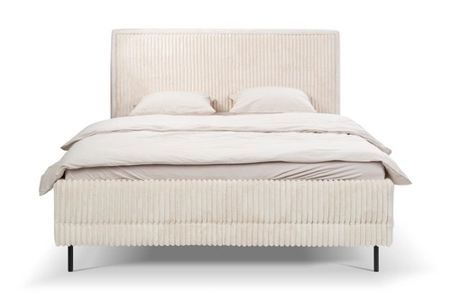 Čalouněná postel Foggy 160x200 béžová s úložným prostorem skandinávská do ložnice