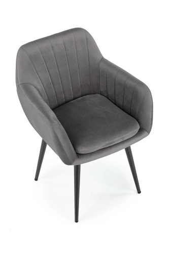 Čalouněná jídelní židle z šedého sametu s područkami Mirabell Intesi moderní