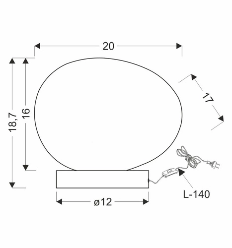 Moderní noční lampička STONES černá s bílým stínidlem do ložnice a obýváku 20 cm
