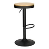 Barová židle Lofter černá, nastavitelná, kovová s dřevěným sedákem do kuchyně a k ostrůvku