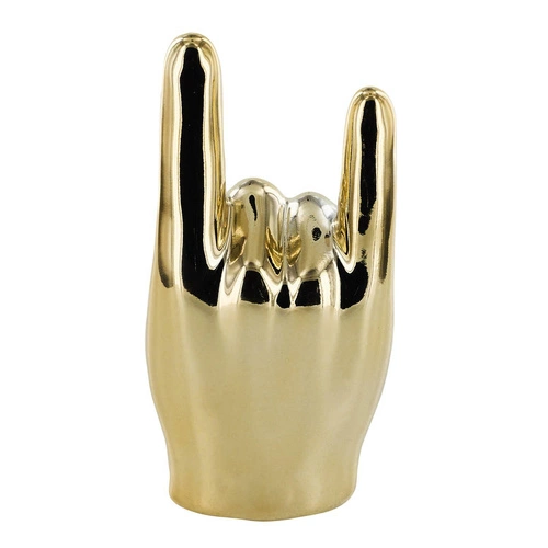 Dekorační figurka Ruka Rock and Roll Intesi zlatá keramická na stůl do obýváku 10,5 cm