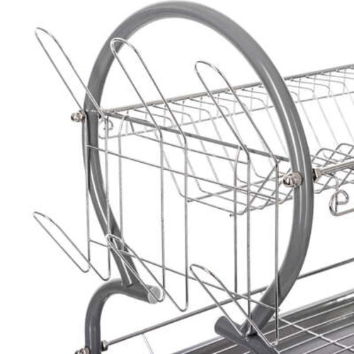 Dvoupodlažní odkapávač na nádobí z nerezové oceli na pracovní desku s přihrádkou na příbory 5five simply smart