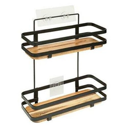 Samolepicí koupelnová polička z černé akácie pod sprchu 5five simply smart