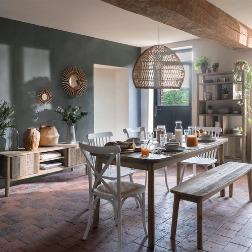 Knihovna Banila dřevěná akácie bělená s komodou do obývacího pokoje Atmosphera