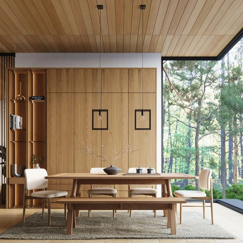 Závěsné svítidlo ARIES wenge dřevěné, výškově nastavitelné, do obýváku a jídelny, moderní, 24 cm