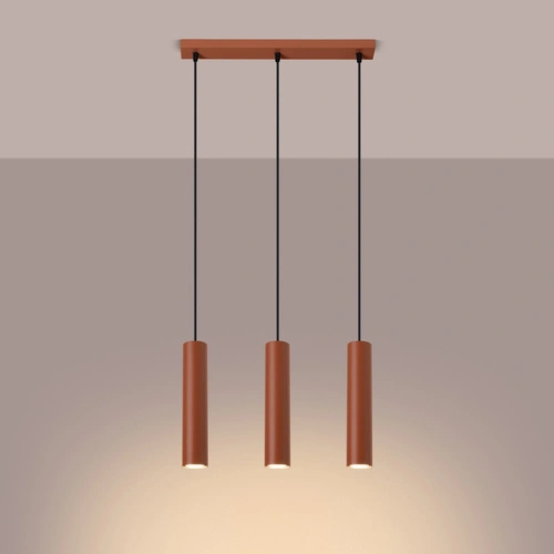 Závěsné svítidlo Lagos 3bodové loftové červené nastavitelné do obýváku a nad stůl