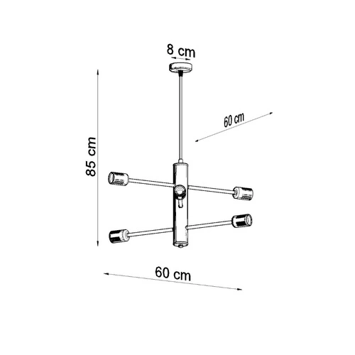 Moderní černý kovový lustr DUOMO 6 do obýváku a jídelny Sollux Lighting