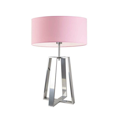 Noční lampička Thor moderní s látkovým stínidlem světle růžová stříbrný kov 61 cm